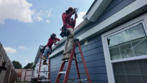 seamless gutter blue house